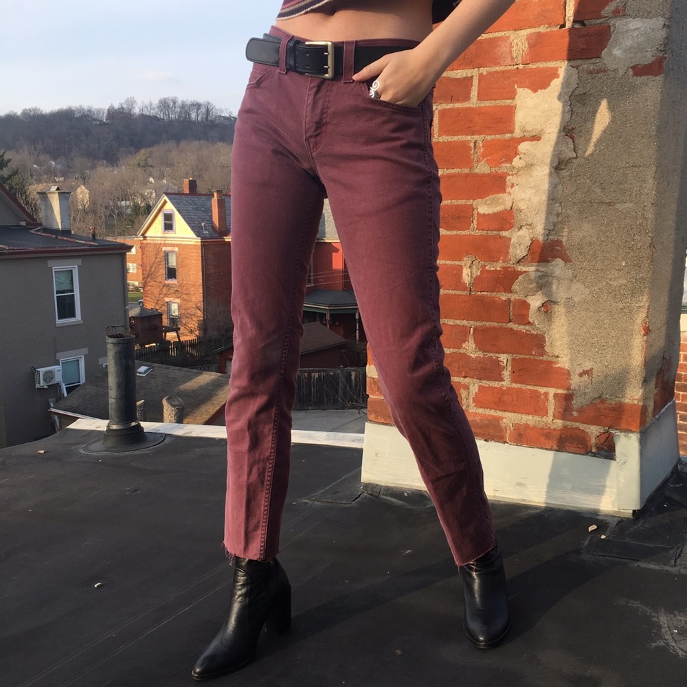 Midrise Raw Hem Skinny Jeans